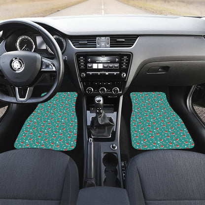 Candy And Santa Claus Hat Pattern Print Front and Back Car Floor Mats