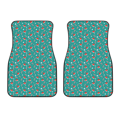 Candy And Santa Claus Hat Pattern Print Front Car Floor Mats