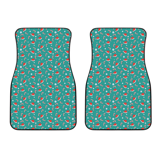 Candy And Santa Claus Hat Pattern Print Front Car Floor Mats