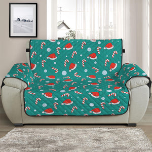 Candy And Santa Claus Hat Pattern Print Half Sofa Protector