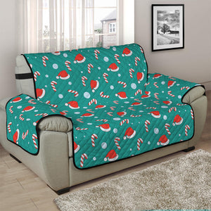 Candy And Santa Claus Hat Pattern Print Half Sofa Protector