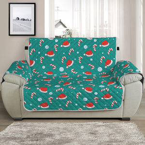 Candy And Santa Claus Hat Pattern Print Half Sofa Protector