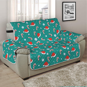 Candy And Santa Claus Hat Pattern Print Half Sofa Protector