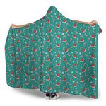 Candy And Santa Claus Hat Pattern Print Hooded Blanket