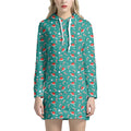 Candy And Santa Claus Hat Pattern Print Pullover Hoodie Dress