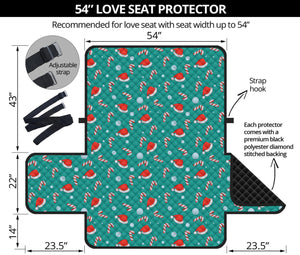 Candy And Santa Claus Hat Pattern Print Loveseat Protector