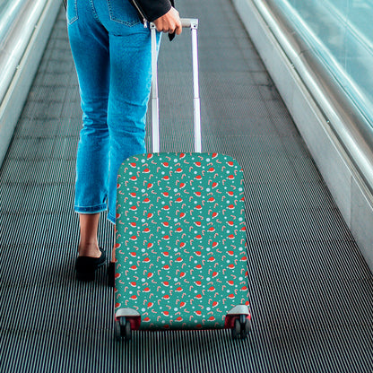 Candy And Santa Claus Hat Pattern Print Luggage Cover