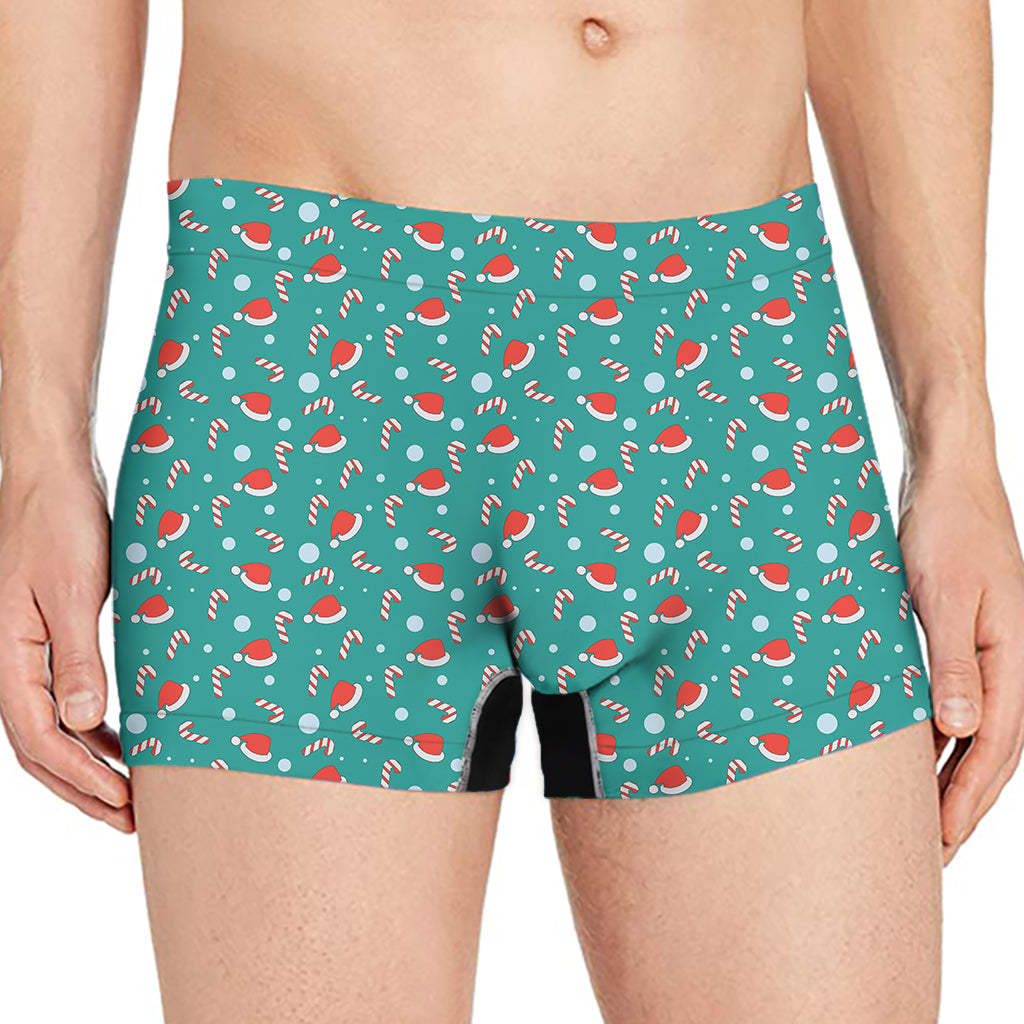 Candy And Santa Claus Hat Pattern Print Men's Boxer Briefs