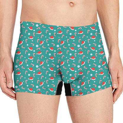 Candy And Santa Claus Hat Pattern Print Men's Boxer Briefs