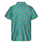 Candy And Santa Claus Hat Pattern Print Men's Short Sleeve Shirt