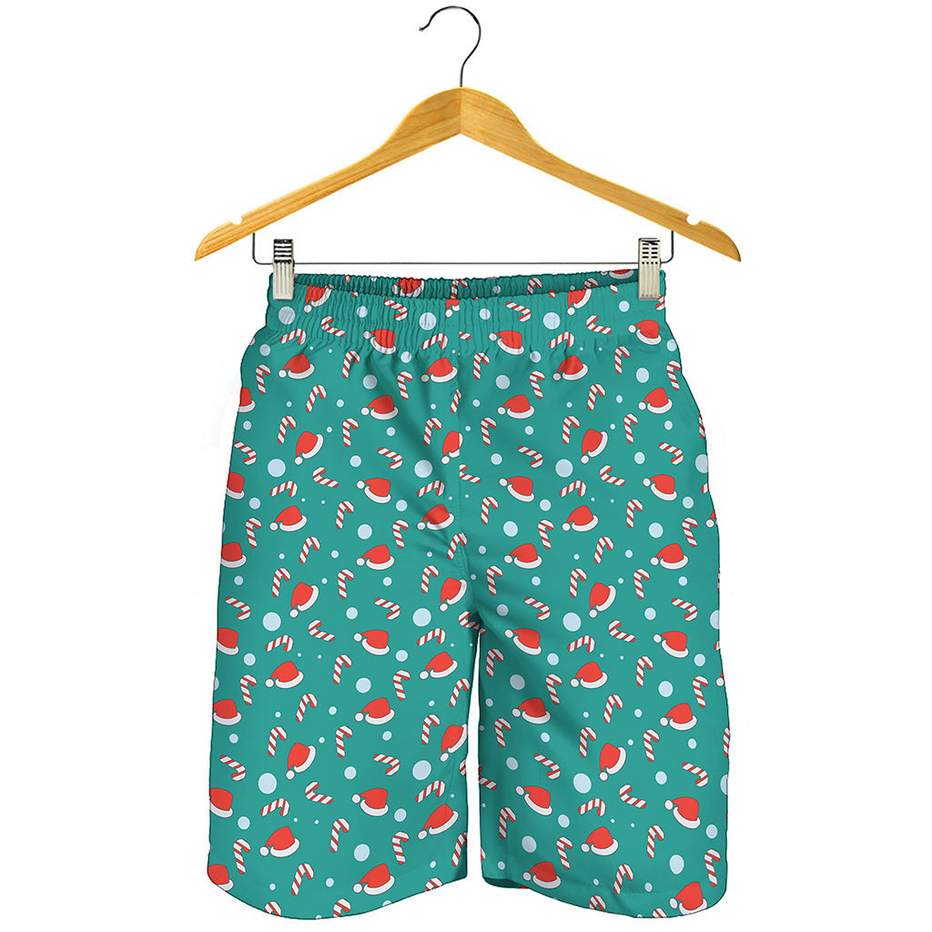 Candy And Santa Claus Hat Pattern Print Men's Shorts