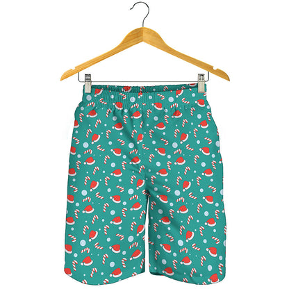 Candy And Santa Claus Hat Pattern Print Men's Shorts