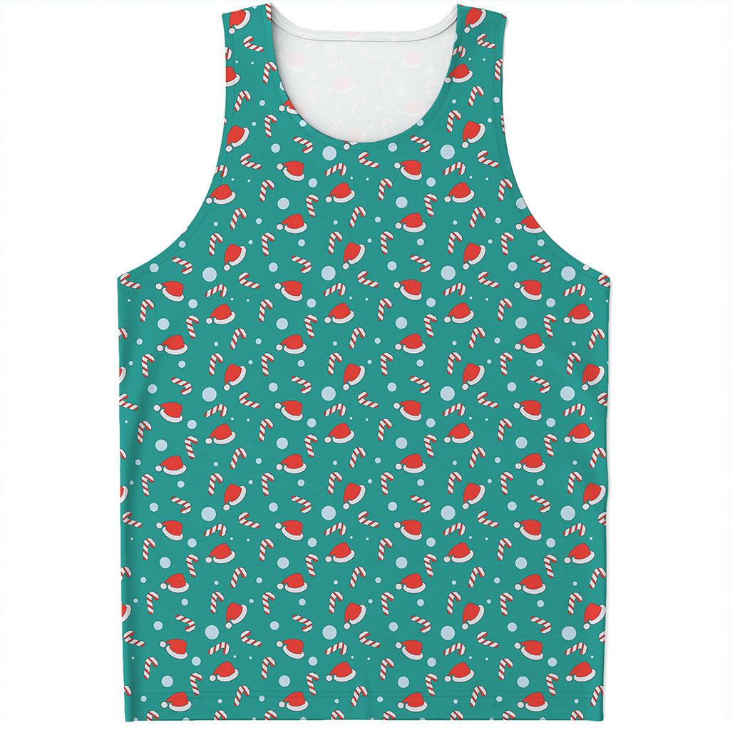 Candy And Santa Claus Hat Pattern Print Men's Tank Top