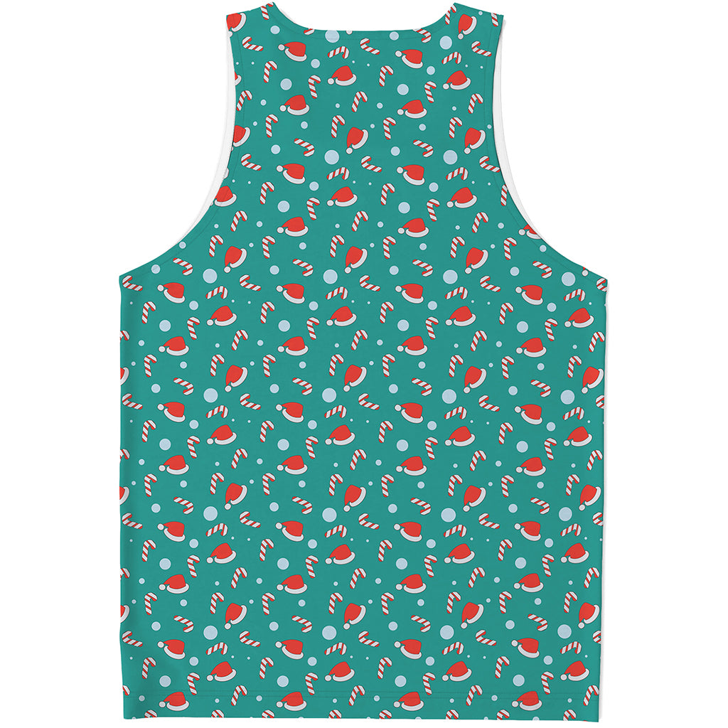 Candy And Santa Claus Hat Pattern Print Men's Tank Top