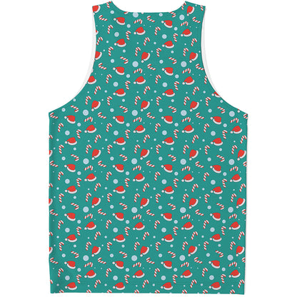 Candy And Santa Claus Hat Pattern Print Men's Tank Top