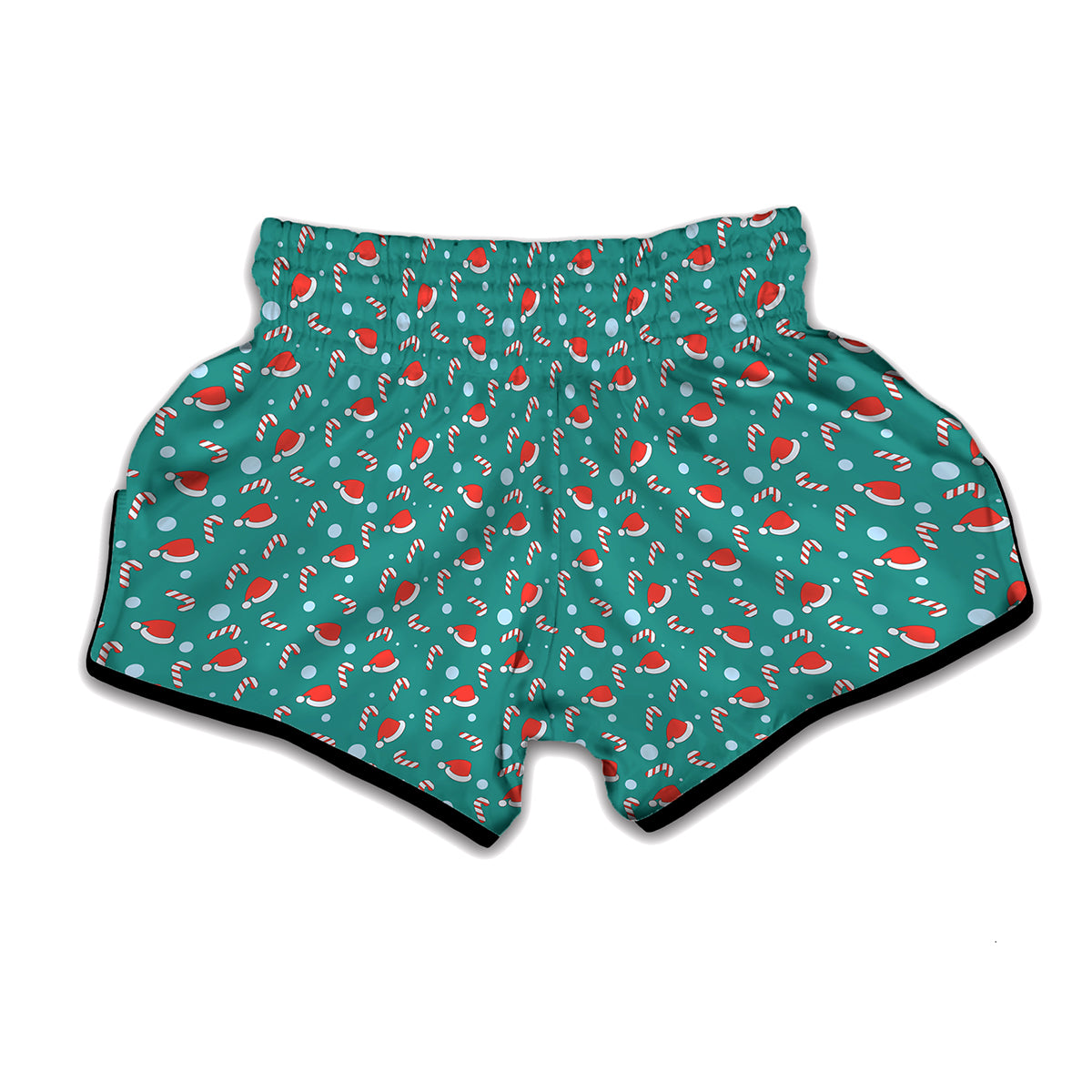 Candy And Santa Claus Hat Pattern Print Muay Thai Boxing Shorts