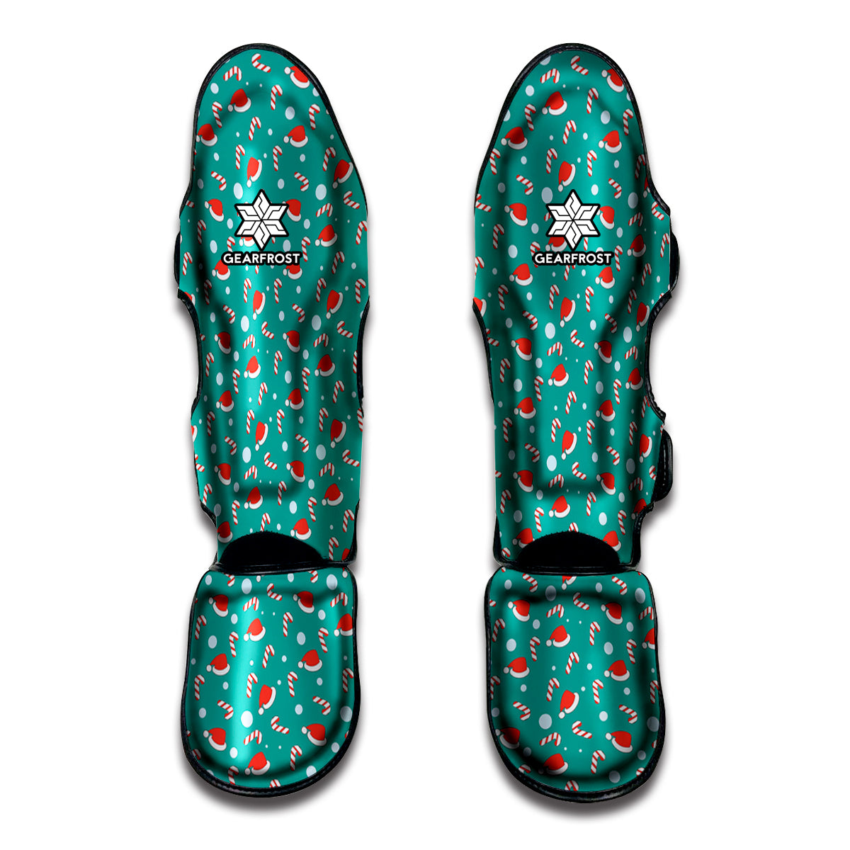 Candy And Santa Claus Hat Pattern Print Muay Thai Shin Guard
