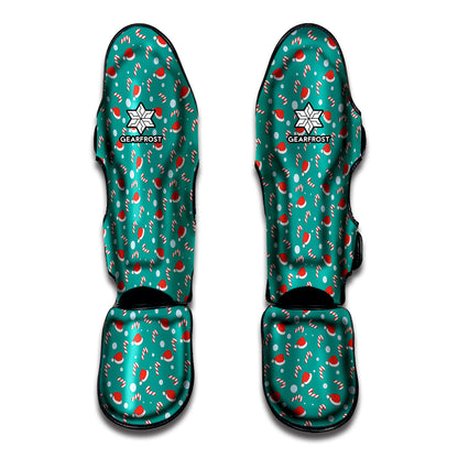 Candy And Santa Claus Hat Pattern Print Muay Thai Shin Guard