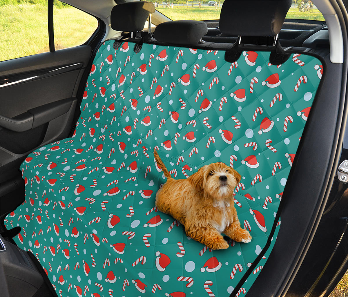 Candy And Santa Claus Hat Pattern Print Pet Car Back Seat Cover