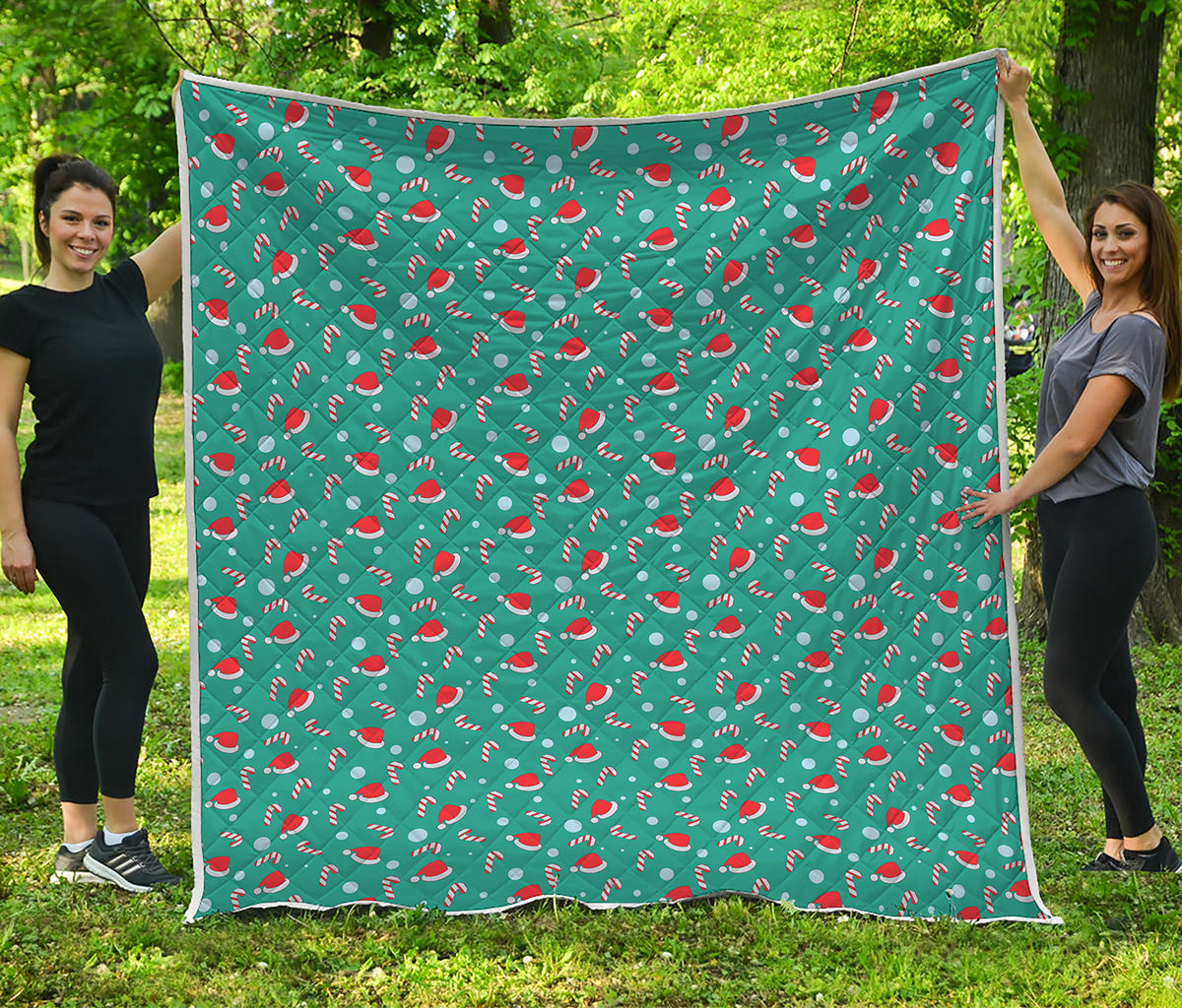 Candy And Santa Claus Hat Pattern Print Quilt