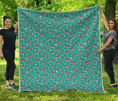 Candy And Santa Claus Hat Pattern Print Quilt
