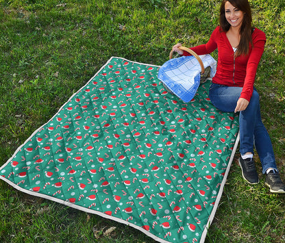 Candy And Santa Claus Hat Pattern Print Quilt