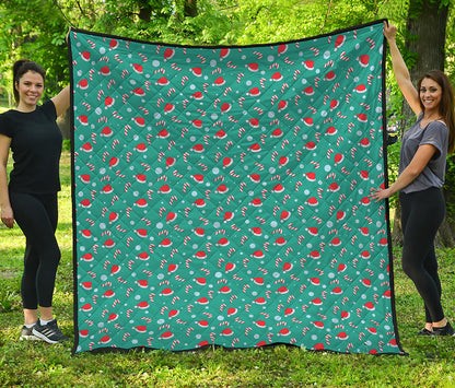 Candy And Santa Claus Hat Pattern Print Quilt