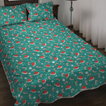 Candy And Santa Claus Hat Pattern Print Quilt Bed Set