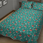 Candy And Santa Claus Hat Pattern Print Quilt Bed Set