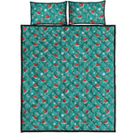 Candy And Santa Claus Hat Pattern Print Quilt Bed Set