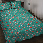 Candy And Santa Claus Hat Pattern Print Quilt Bed Set