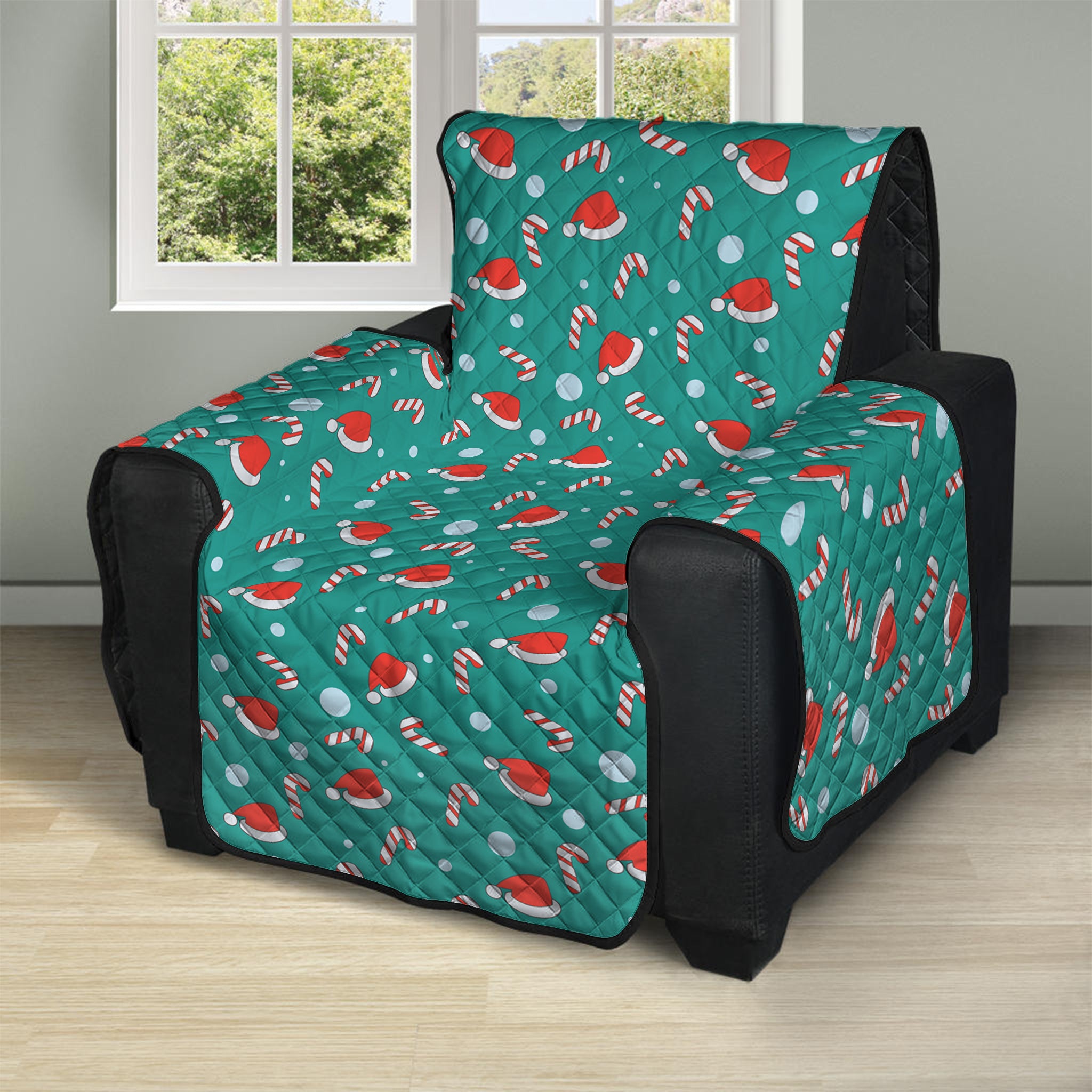 Candy And Santa Claus Hat Pattern Print Recliner Protector