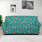 Candy And Santa Claus Hat Pattern Print Sofa Cover