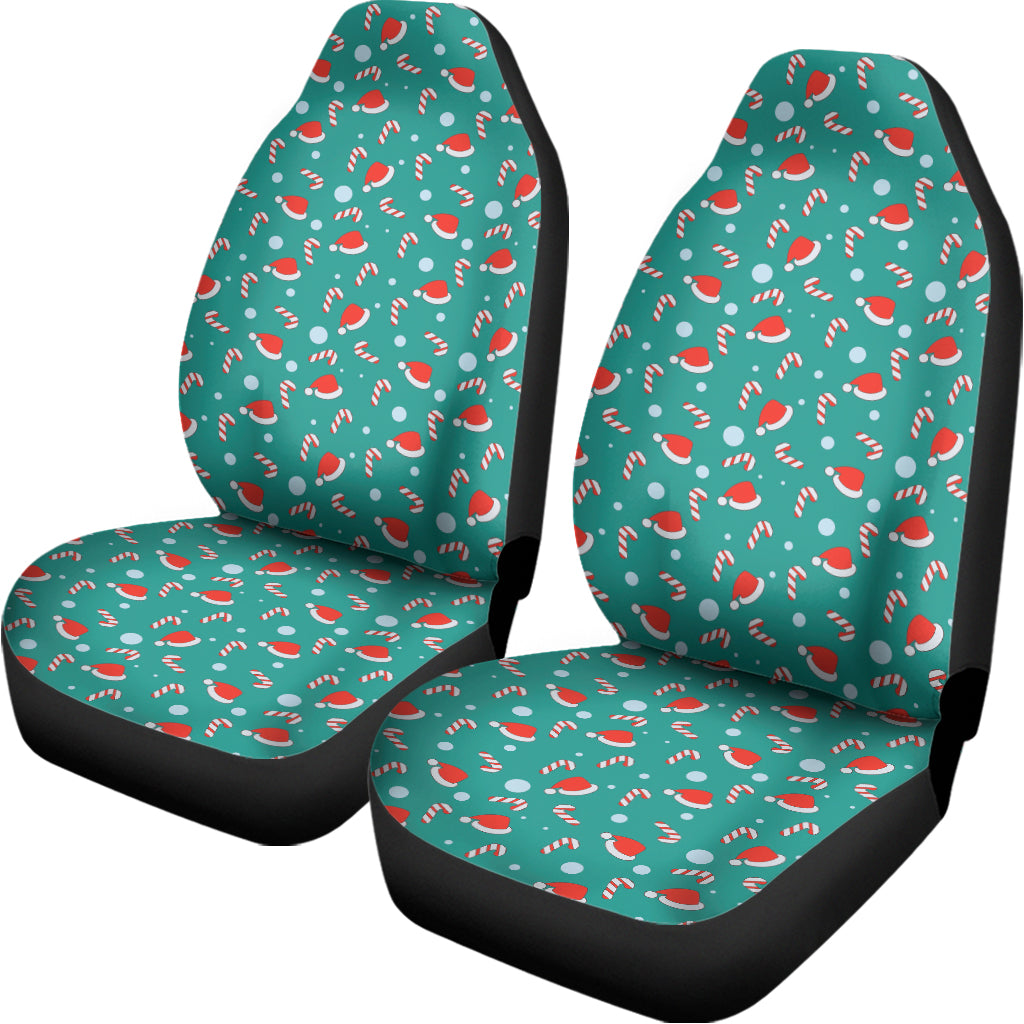 Candy And Santa Claus Hat Pattern Print Universal Fit Car Seat Covers
