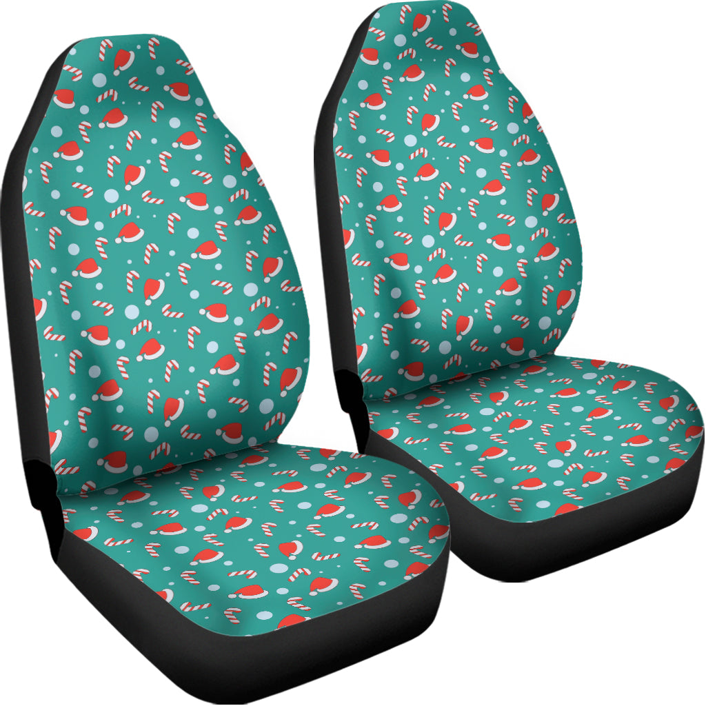 Candy And Santa Claus Hat Pattern Print Universal Fit Car Seat Covers