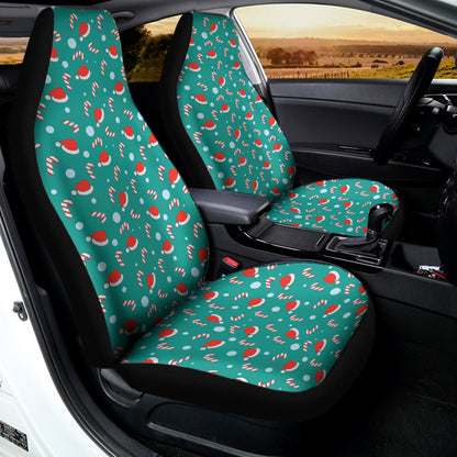 Candy And Santa Claus Hat Pattern Print Universal Fit Car Seat Covers