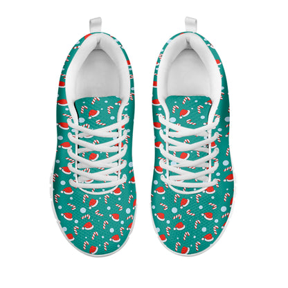Candy And Santa Claus Hat Pattern Print White Sneakers