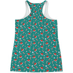 Candy And Santa Claus Hat Pattern Print Women's Racerback Tank Top