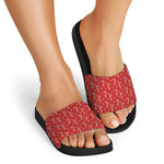 Candy Cane Polka Dot Pattern Print Black Slide Sandals