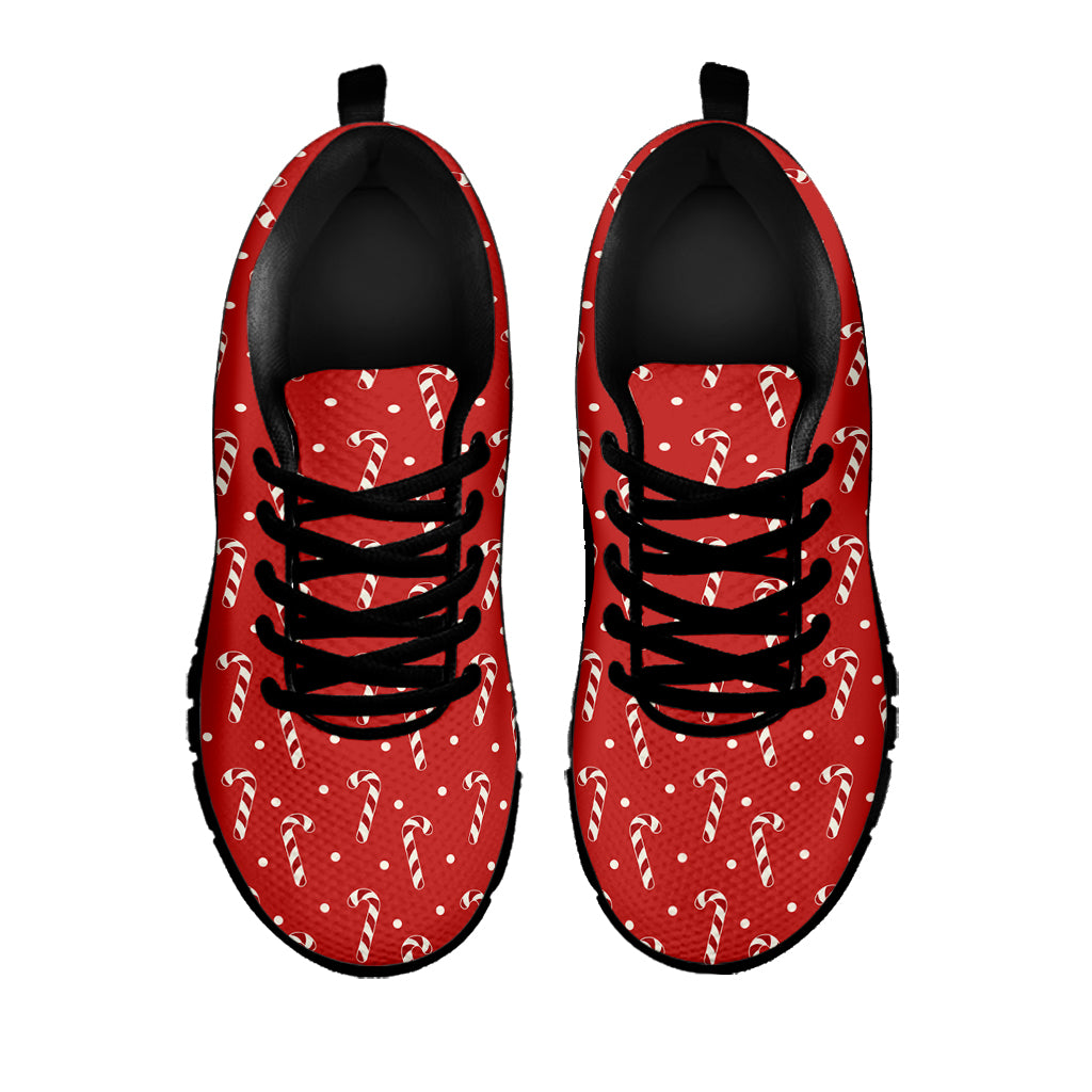 Candy Cane Polka Dot Pattern Print Black Sneakers