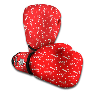 Candy Cane Polka Dot Pattern Print Boxing Gloves