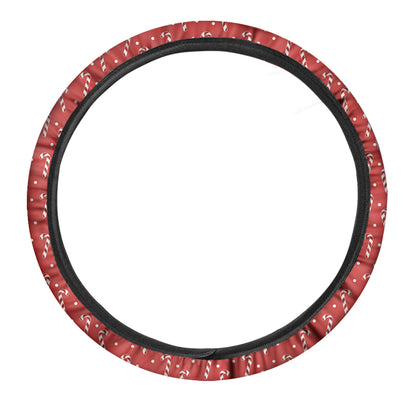 Candy Cane Polka Dot Pattern Print Car Steering Wheel Cover