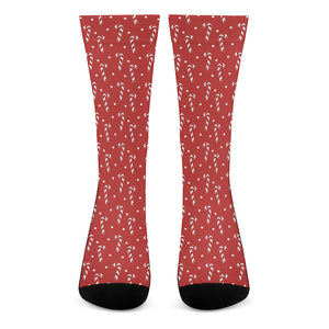 Candy Cane Polka Dot Pattern Print Crew Socks