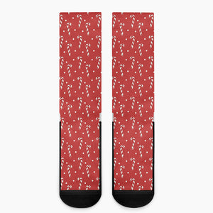 Candy Cane Polka Dot Pattern Print Crew Socks