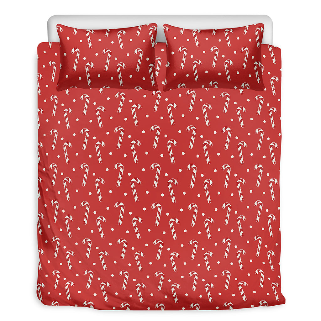 Candy Cane Polka Dot Pattern Print Duvet Cover Bedding Set
