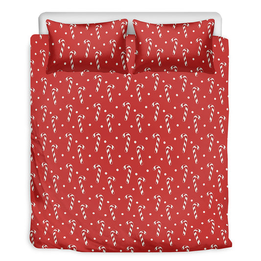 Candy Cane Polka Dot Pattern Print Duvet Cover Bedding Set