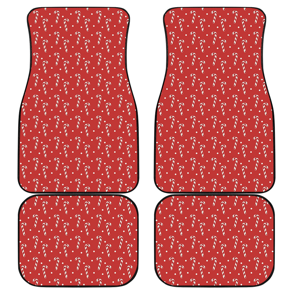 Candy Cane Polka Dot Pattern Print Front and Back Car Floor Mats