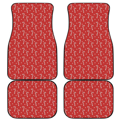 Candy Cane Polka Dot Pattern Print Front and Back Car Floor Mats