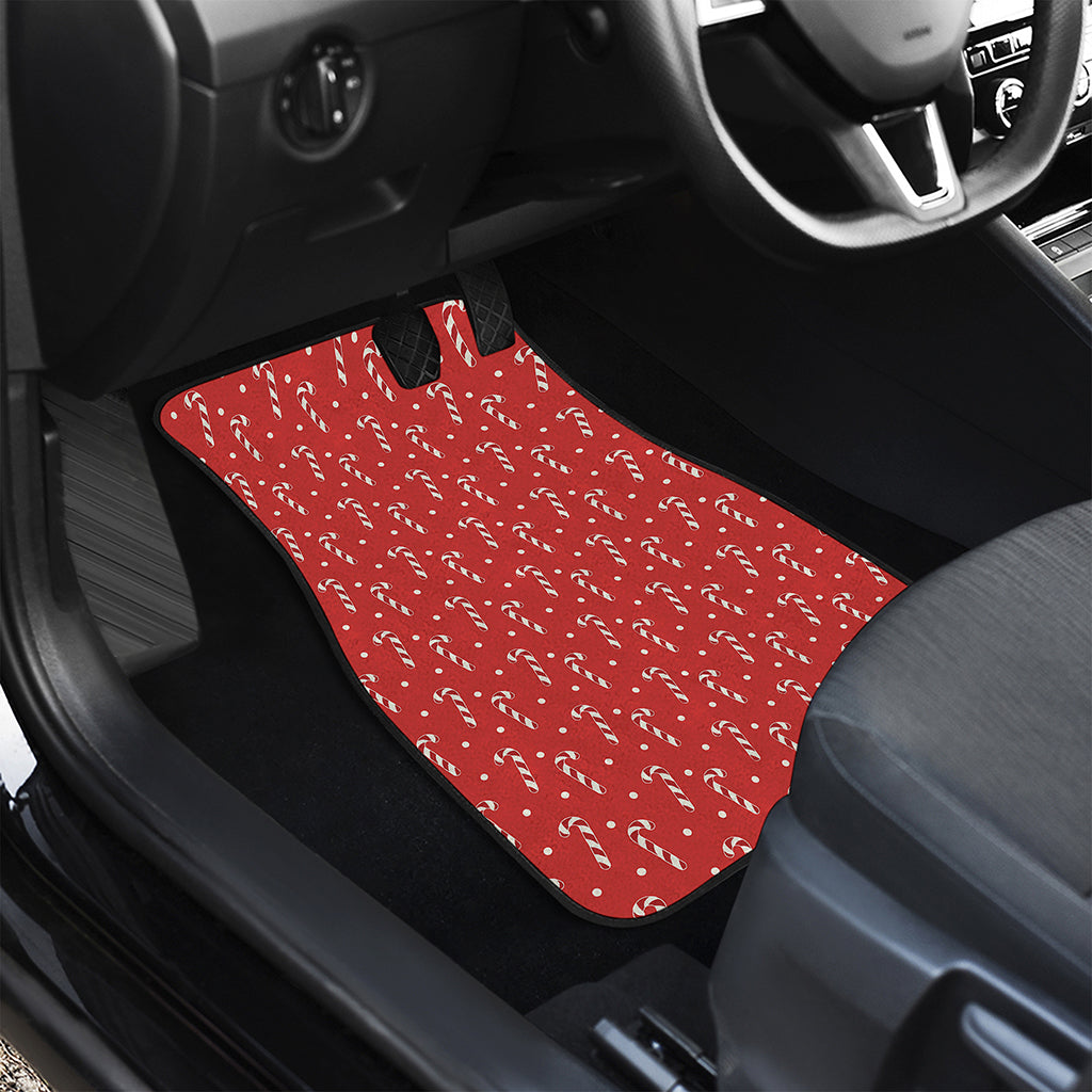 Candy Cane Polka Dot Pattern Print Front and Back Car Floor Mats