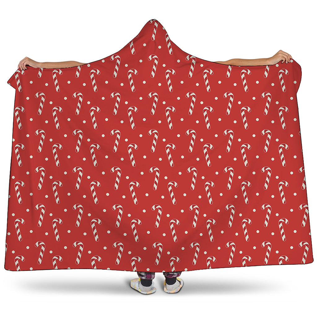 Candy Cane Polka Dot Pattern Print Hooded Blanket